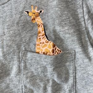 JCrew Short Sleeve Gray T-shirt with Giraffe Pocket Women’s Large